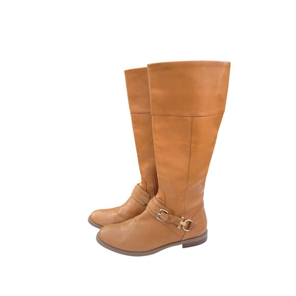 Genuine Coach Tan Leather Tall Riding Boots Light Brown Tan Size 7 - Picture 1 of 10